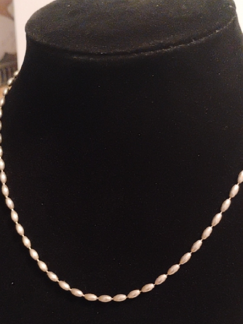 925 Sterling Stamped Rice Bean Oval Shaped Sterling Silver Necklace 18" + 3" EXT